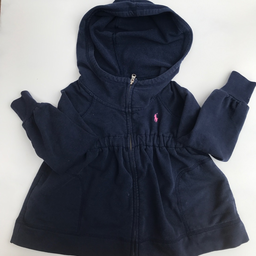 Ralph Lauren Girls Navy Zip Hooded Jacket 4/4T